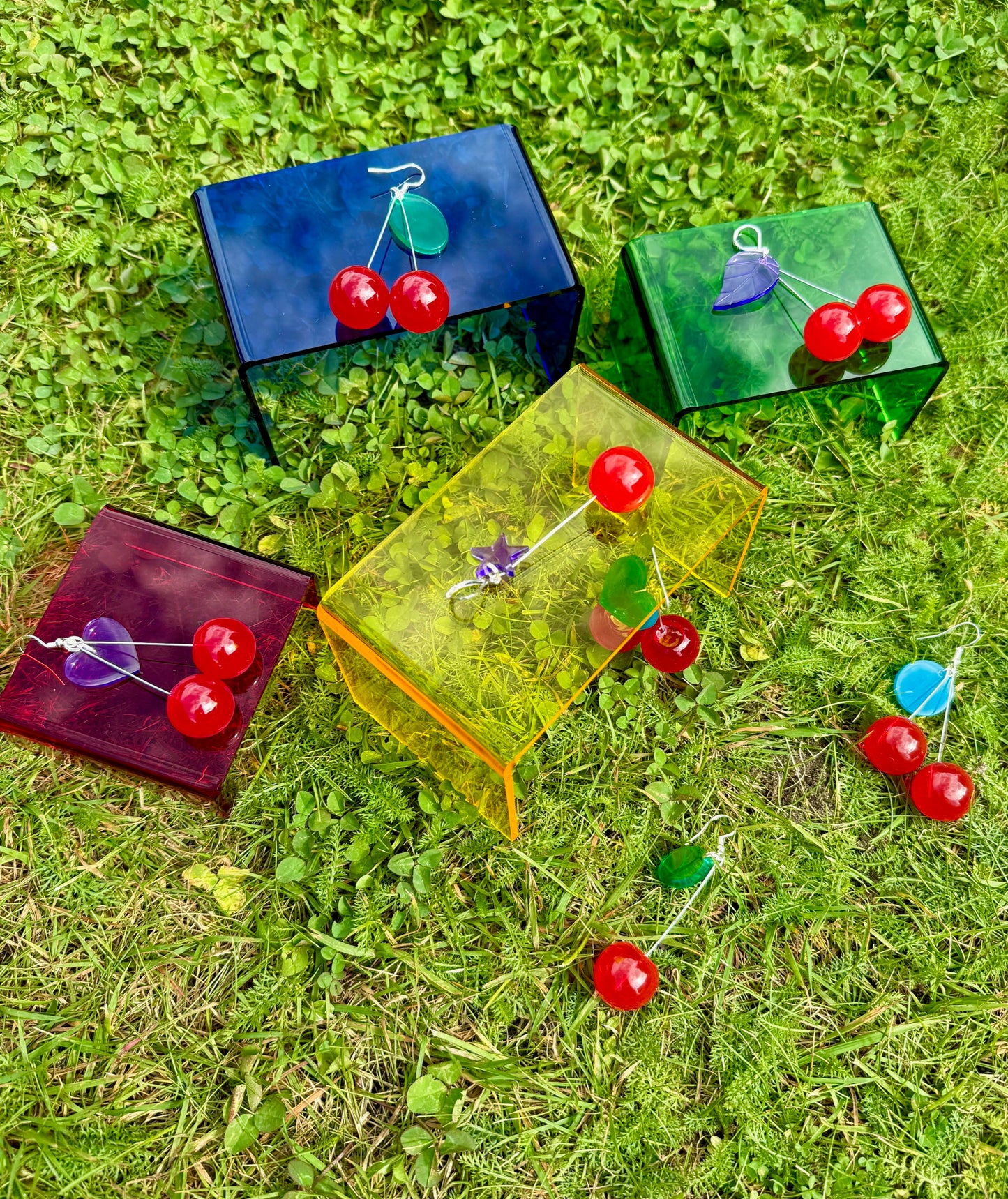 🍒 Handgemachte Kirsch-Ohrringe aus natürlichem Harz & echtem 925 Silber